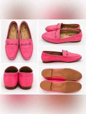 Sam Edelman Hot Pink Croc-Embossed Leather Loafers